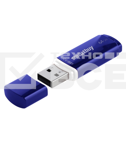 Флешка USB Smartbuy CROWN BLUE (SB64 GbCRW-Bl), 64 Gb, USB 3.0, R/W 75/25, синий