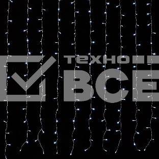 Гирлянда светод. Funray Занавес CL-200W, 2,1x1,5м, 200LED, хол.белый, прозрачный шн. 1,5м,220в, IP20