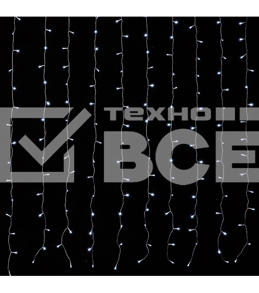 Гирлянда светод. Funray Занавес CL-200W, 2,1x1,5м, 200LED, хол.белый, прозрачный шн. 1,5м,220в, IP20