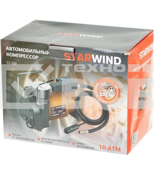 Автомобильный компрессор Starwind CC-220 35л/мин шланг 0.75м