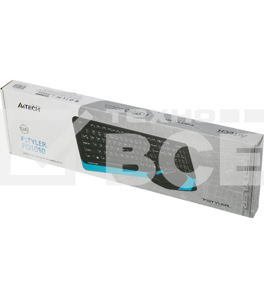 Комплект клавиатура+мышь A4Tech FStyler FG1010 беспроводной, USB, 2000 DPI, чёрный/синий
