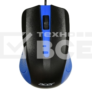Мышь проводная Acer OMW011 черный/синий, 1200 dpi, USB, кнопки - 3