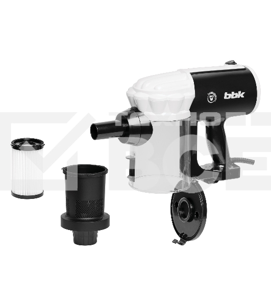 Пылесос вертикальный BBK BV2512 черный/белый, питание от сети, 100 Вт, уборка сухая, пылесборник 0.5 л