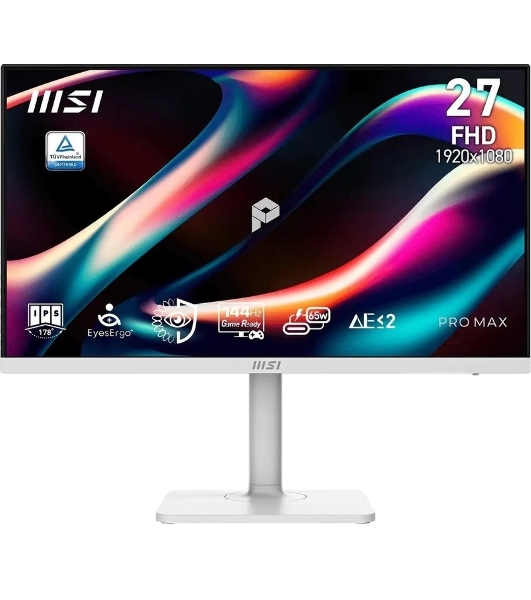 Монитор MSI 27' Pro MAX 271PHW E14 белый IPS LED 1ms 16:9 HDMI M/M матовая HAS Piv 1500:1 300cd 178гр/178гр 1920x1080 144Hz DP FHD USB 5.85кг