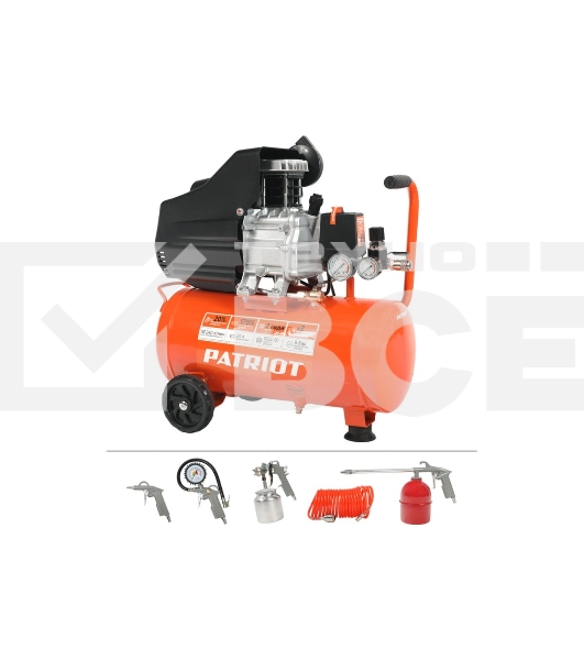 Компрессор PATRIOT EURO 50-260К [525306316] { Мощность: 1.8 кВт; Напряжение: 230В~50Гц; Обороты двигателя: 2850 об/мин; Производительность: 260 л/мин; Объем ресивера: 50 л; Давление: 8 бар; Вес: 28,5}