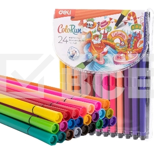Фломастеры Deli EC157-24 ColoRun 24цв. пакет с европодвесом