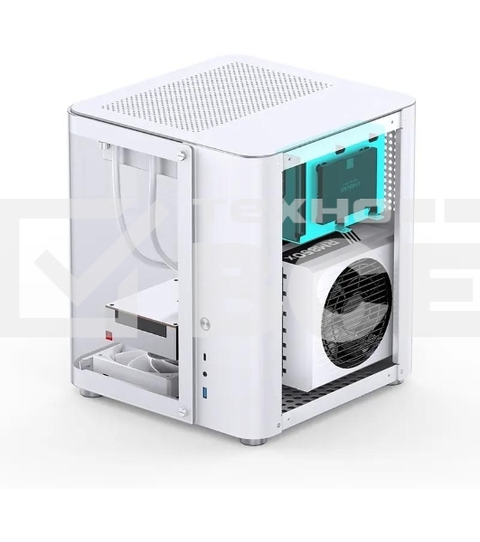 Корпус без блока питания JONSBO TK-1, Mini-Tower, TG, no fan, 1xUSB-A 3.2 + 1xUSB-C 3.2, mATX, mITX White