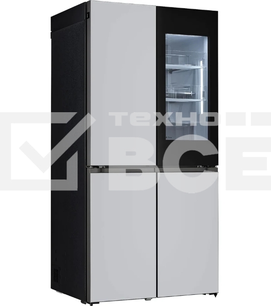 Холодильник LG GR-A24FQAKM серый трехкамерный 382/145л морозилка снизу, No Frost, Side by Side