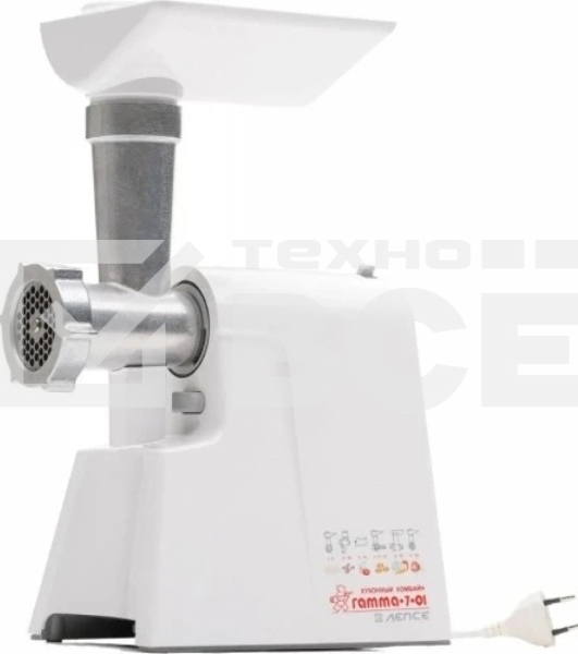 Мясорубка электрическая Гамма 7-01-04 белый, 700 Вт, 0,67 кг/мин, защита от перегрузки, насадки - 2