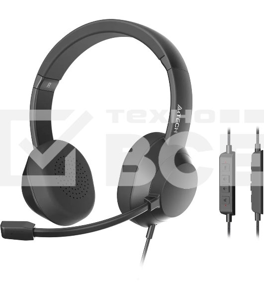 Гарнитура проводная с микрофоном A4Tech Fstyler FH150U черный 2м накладные USB оголовье (FH150U BLACK)
