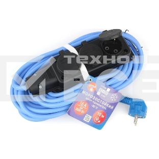 Удлинитель морозостойкий Gembird PC-3GF-R-10(IP) чёрный/синий, 10 м, 3 розетки, 3500 Вт