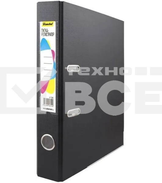 Папка-регистратор Silwerhof 2013467 A4 50мм, ПВХ/бумага черный, металлическая окантовка, сборная (упаковка: 2шт)
