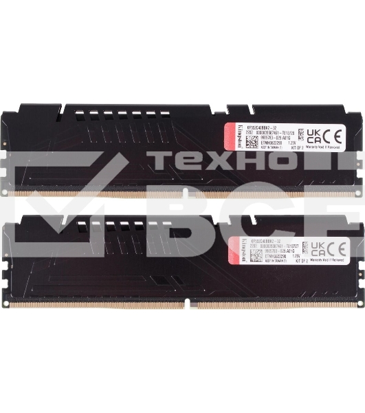 Оперативная память Kingston Fury Beast, DDR5, 32GB (2x16GB), 5200MHz, CL40, DIMM, радиатор, черный