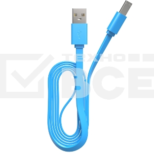 Кабель Maxvi MC-01LF blue USB-A - microUSB, 2A Плоский кабель, ток макс. нагрузки 2А, макс. напряжение 5V; стандарт USB 2.0; длина разъема microUSB 10 мм, длина 1м, материал PVC, синий
