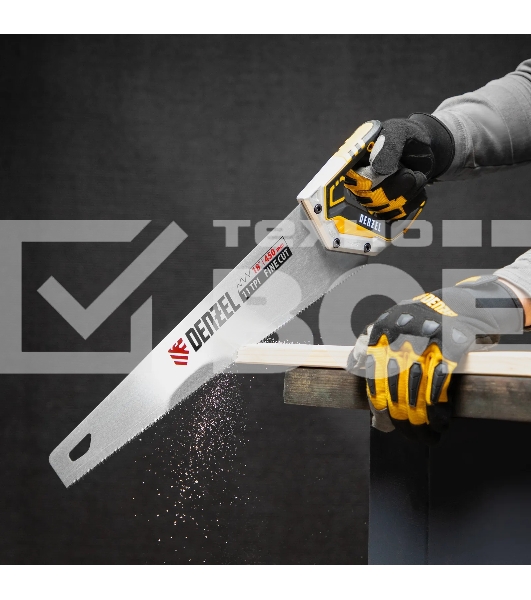 Ножовка по дереву Denzel 450 мм, 11 TPI, зуб 3D, металлопластиковая рукоятка