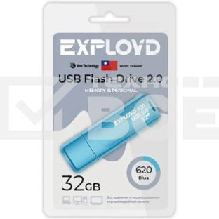 Флешка USB Exployd 620 Blue (EX-32Gb-620-Blue), 32Gb, USB 2.0, R/W 15/8, синий