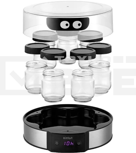 Йогуртница Kitfort КТ-6295 20Вт 7б. 190мл упр.:электрон. серебристый/черный