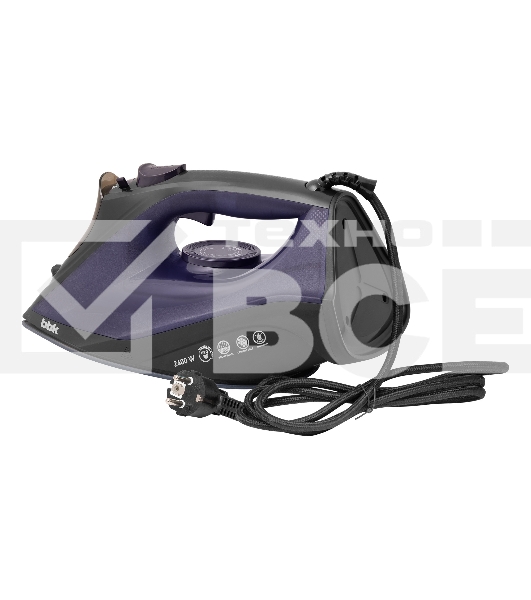 Утюг BBK ISE-2413 (B/V) черный/фиолетовый, 2400 Вт, 40 г/мин, 140 г/мин, 450 мл