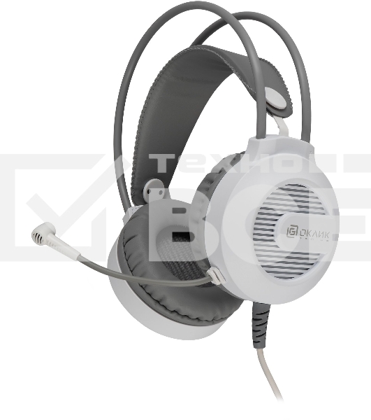 Наушники с микрофоном Оклик HS-L300G White белый 2.2м мониторные USB оголовье (1796952)