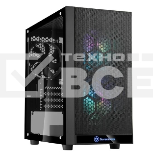 Компьютерный корпус Silverstone SST-PS15B-PRO Precision Mini Tower Micro ATX Computer Case, tempered glass, 2x 120мм ARGb, 1x ARGb Controller, black