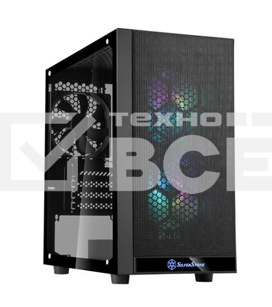 Компьютерный корпус Silverstone SST-PS15B-PRO Precision Mini Tower Micro ATX Computer Case, tempered glass, 2x 120мм ARGb, 1x ARGb Controller, black