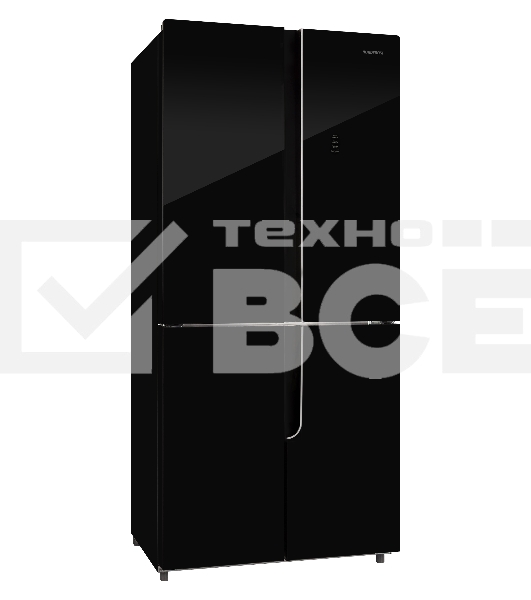 Холодильник Nordfrost RFQ 510 NFGB черный трехкамерный инвертер 286/141 л морозилка снизу, No Frost, Side by Side