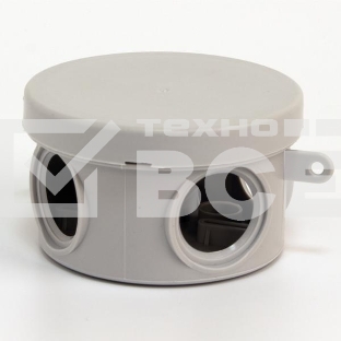 Коробка распределительная ОП 65х40мм 4 каб. вводов IP54 сер. (круг.) TOKOV ELECTRIC TKE-KR-65-40-C06