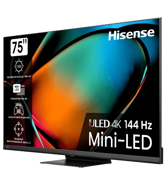 Телевизор Hisense 75' 75U8KQ черный/темно-серый Mini-Led UHD 120Hz Smart
