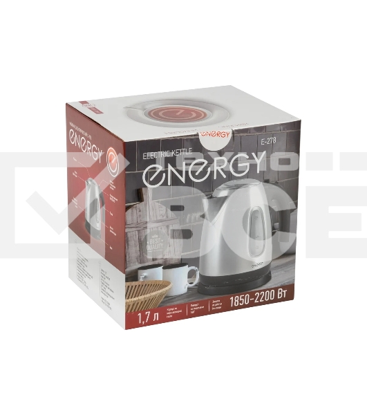 Чайник электрический Energy E-278 из нержавеющей стали,1.7 л, 1850-2200 Вт (в уп. 8 шт)