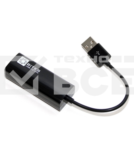 Адаптер USB Ethernet Кабель-адаптер USB2.0 -> RJ45 10/100 Мбит/с, 10см. 5bites UA2-45-02BK