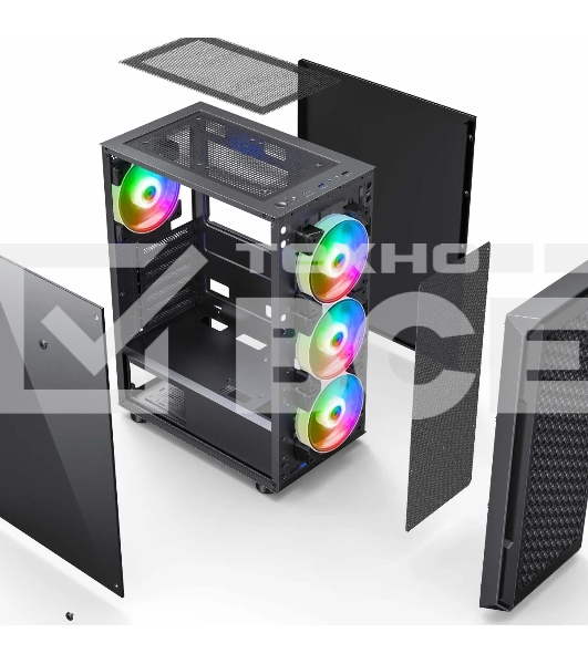 Компьютерный корпус Accord 3338 черный без БП ATX 1xUSB2.0 1xUSB3.0 1xUSB3.1 audio bott PSU