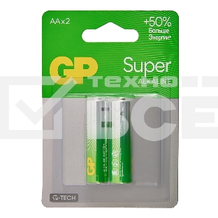 Алкалиновые батарейки GP Super Alkaline G-Tech 15А АA - 2 шт. на блистере