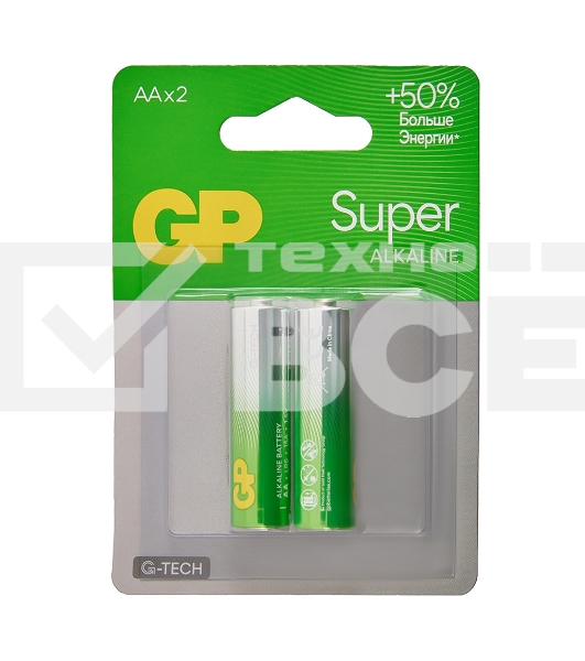 Алкалиновые батарейки GP Super Alkaline G-Tech 15А АA - 2 шт. на блистере