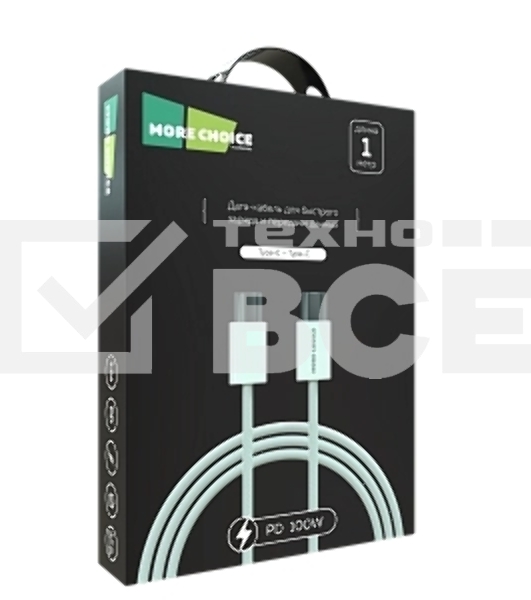 Кабель MORE CHOICE (4620202550385) K77a нейлон USB 3.0A PD 100W для Type-C Type-C 1 м белый