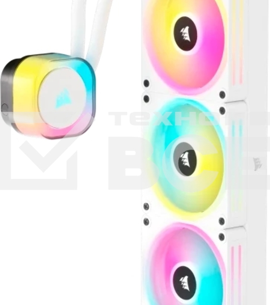 Система жидкостного охлаждения Corsair iCUE LINK H150i RGb (360мм, белый, RGb/Fans: 3x120мм, 63.1CFM, 37dBA, 2400RPM/Rad thickness 27мм/S: 1851, 1700, 1200, 115X, AM5, AM4)