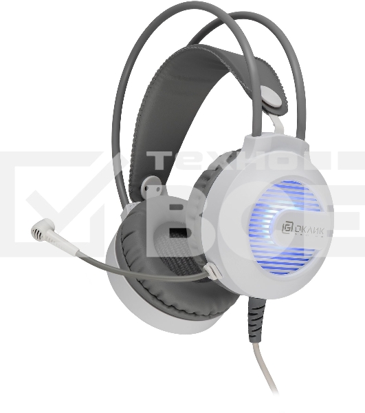 Наушники с микрофоном Оклик HS-L300G White белый 2.2м мониторные USB оголовье (1796952)