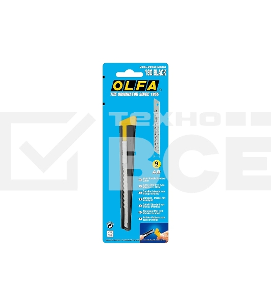 Канцелярский нож OLFA OL-180-BLACKнерж.сталь серебристый 0.9см
