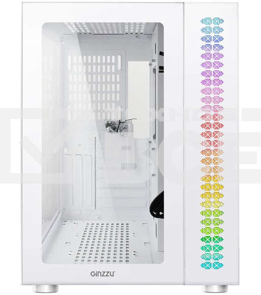 Компьютерный корпус Ginzzu V560 RGb подсветка, закаленное стекло 1хUSB 3.0,1хUSB 2.0, AU белый ATX