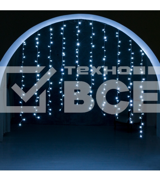 Гирлянда светод. Funray Занавес CL-200W, 2,1x1,5м, 200LED, хол.белый, прозрачный шн. 1,5м,220в, IP20