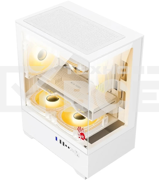 Компьютерный корпус Bloody CC-125 белый без БП mATX 5x120мм 2xUSB2.0 1xUSB3.0 audio bott PSU