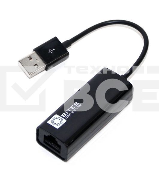 Адаптер USB Ethernet Кабель-адаптер USB2.0 -> RJ45 10/100 Мбит/с, 10см. 5bites UA2-45-02BK