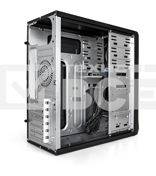 Компьютерный корпус Miditower ExeGate CP-603UB-UNS400 (ATX, БП UNS400 с вент. 12см, 2хUSB, аудио, черный)