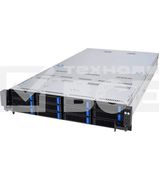 Серверная платформа ASUS RS720-E11-RS12U, 2U, 2 x LGA4677, 32 DIMM DDR5, 12=8 x NVMe/SAS*/SATA + 4 NVMe/SATA hs, 2 x M.2 slot, 2 x 10Gbe (X710) RJ45 port,Up to 8 slots PCIe 5.0, 1 x OCP 3.0, 1+1 1600W