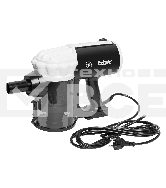 Пылесос вертикальный BBK BV2512 черный/белый, питание от сети, 100 Вт, уборка сухая, пылесборник 0.5 л