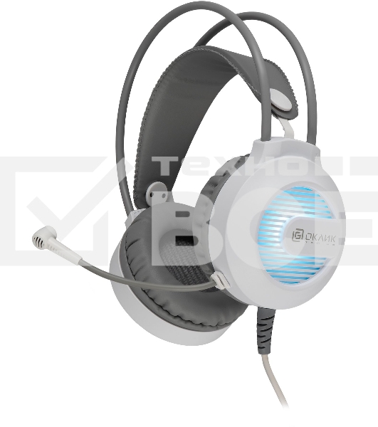 Наушники с микрофоном Оклик HS-L300G White белый 2.2м мониторные USB оголовье (1796952)