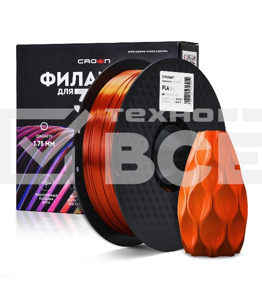Филамент Crown Micro CM-FILPLAS004R PLA Silk 1.75 1кг медно-красный
