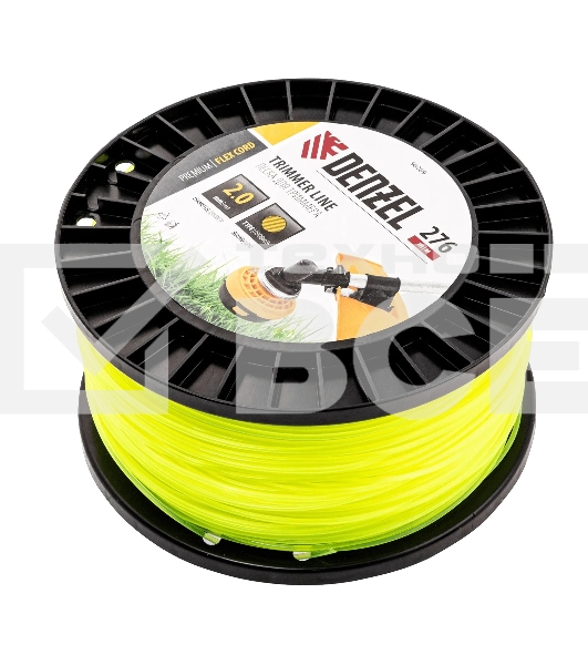 Леска для триммера Denzel круглая, 2,0мм х 276м, на DIN катушке FLEX CORD