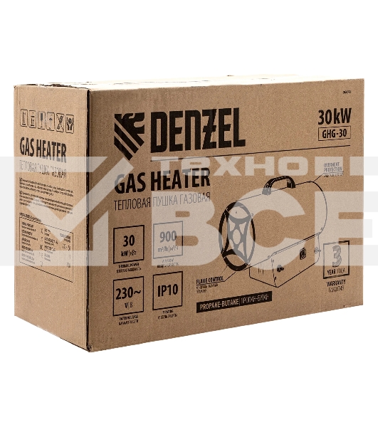 Газовая тепловая пушка Denzel GHG-30, 30 кВт, 900 м3/ч, пропан-бутан