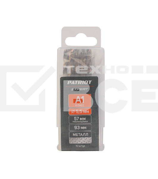 Сверло PATRIOT EXPERT по металлу, Р6М5К5, 5,5 мм, упаковка 10 шт
