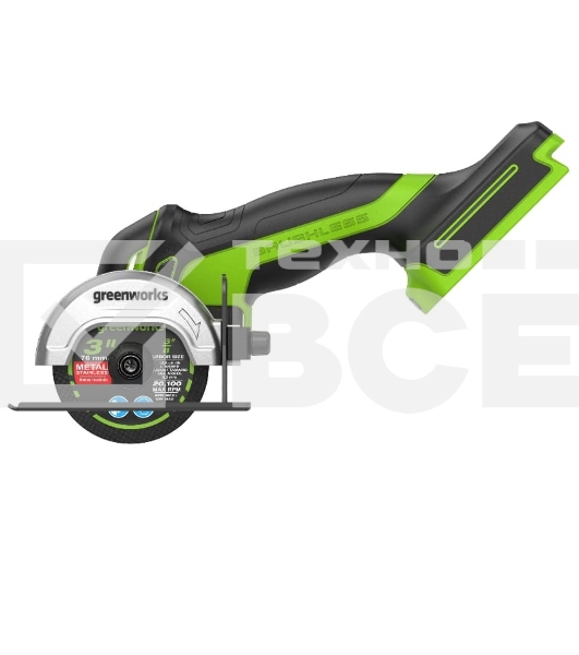 Угловая шлифовальная машина GreenWorks GD24UCS, 24V, без АКБ и ЗУ, аккумуляторная (3402007)